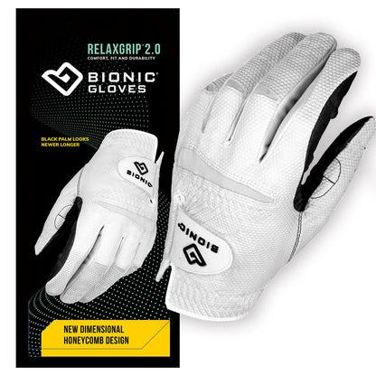 Bionic RelaxGrip 2.0 Golf Glove - White/Black palm - All Weather