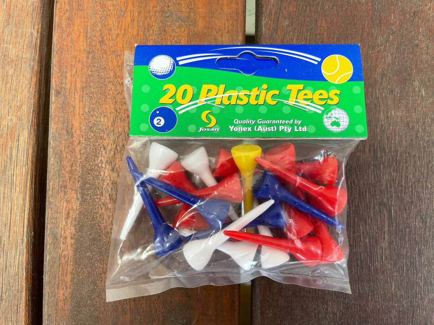 43mm Plastic Golf Tees Mixed Colours - 20 Pk